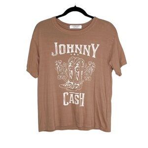 DAYDREAMER for FREE PEOPLE Johnny Cash Boots Graphic Print Band Tee size XS